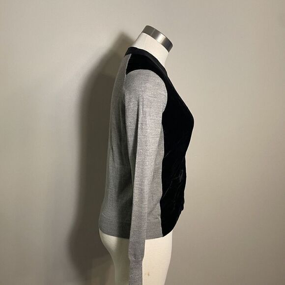 J Crew Cardigan Sweater Harlow Gray Black Merino Wool Velvet Button Front Sz XS - Picture 5 of 11